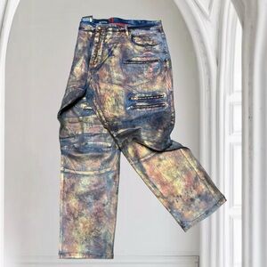 Men's Makobi Big & Tall Blue | Copper Foil Denim Pants NWT
